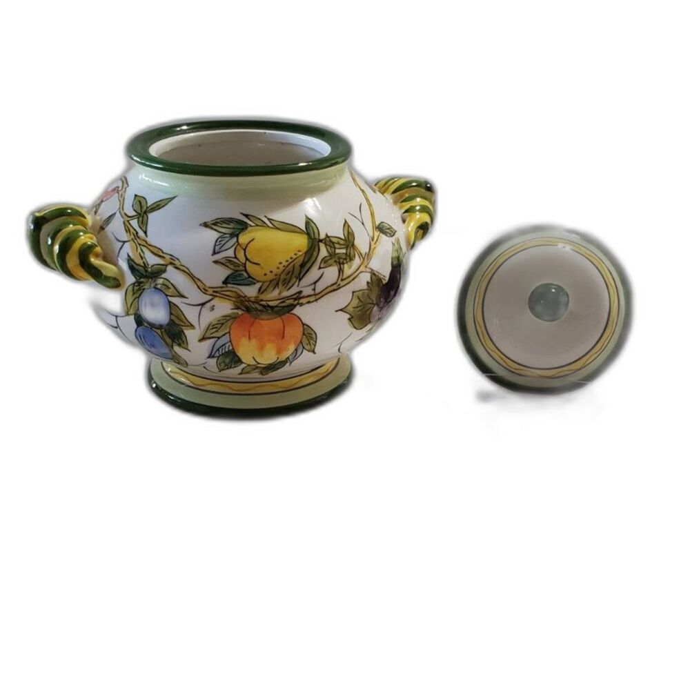Ceramic Hand Painted( Handles)Covered Canister with Beautiful Happy Colors